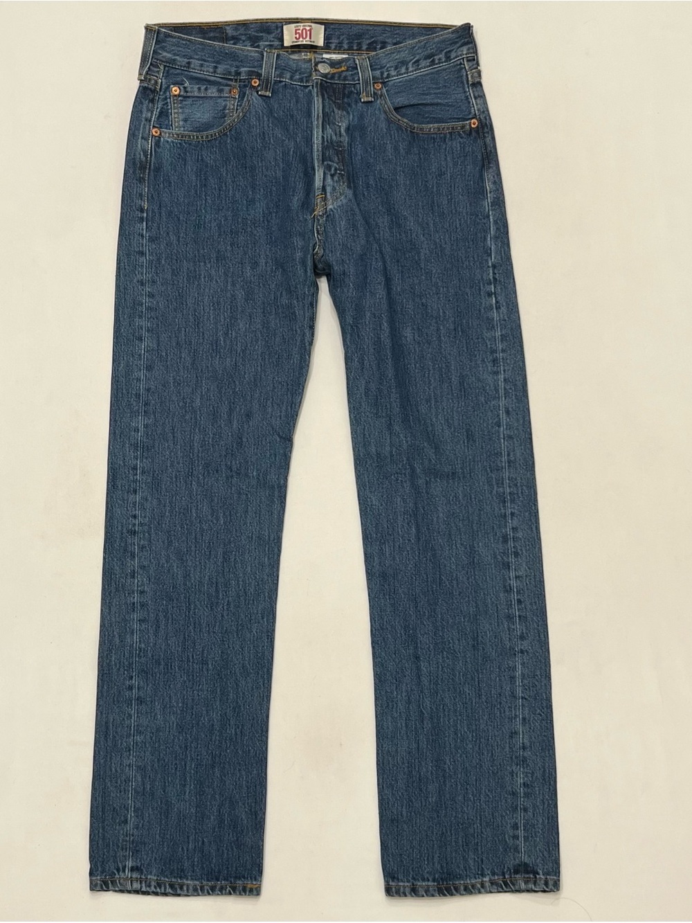 Levi’s 501 Button Fly Jeans Mens 33x32 Dark Wash Straight Leg Denim